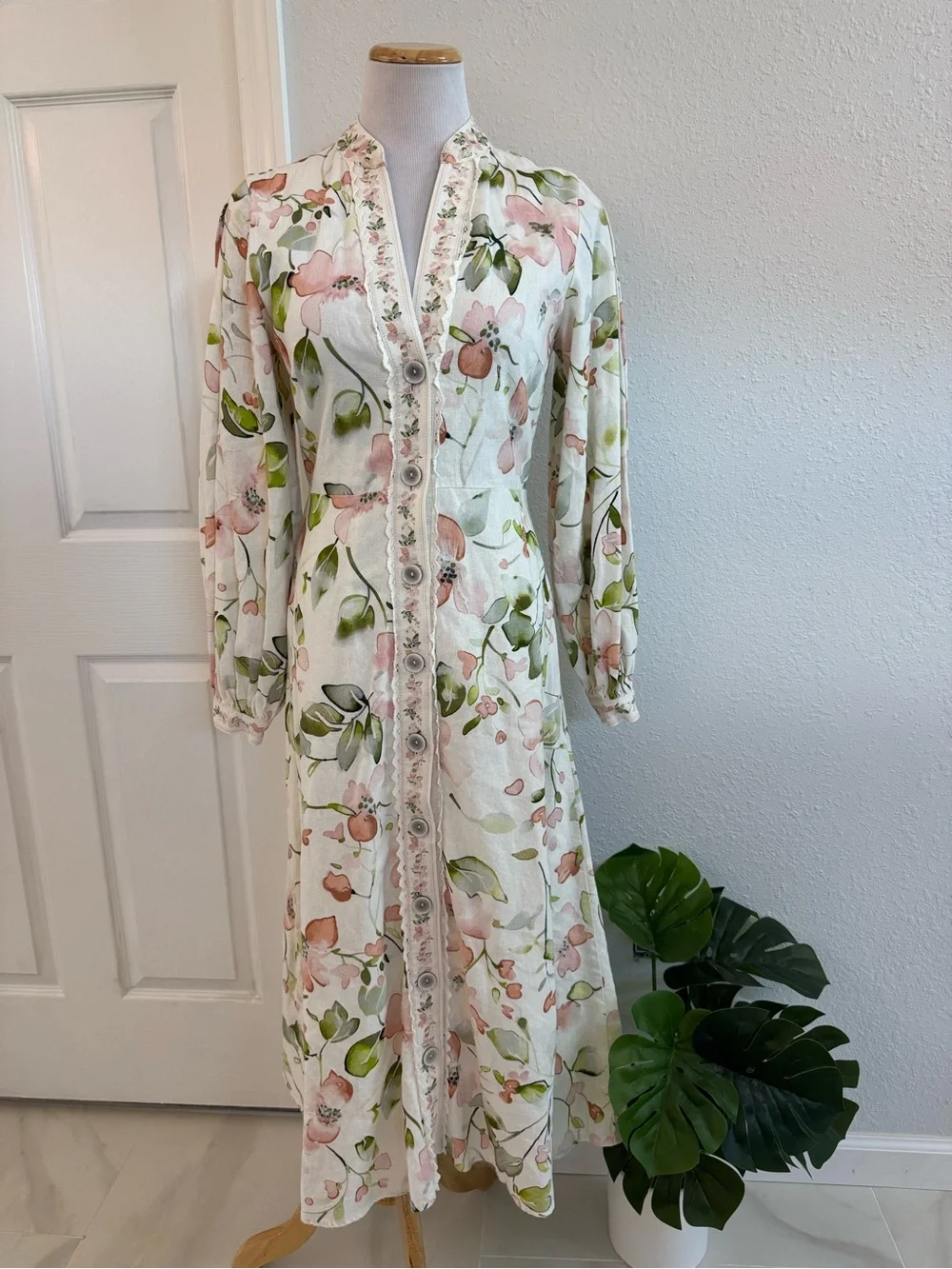 Caroline Constas Long Sleeve Linen Blend Shirtdress S - Picture 2 of 15